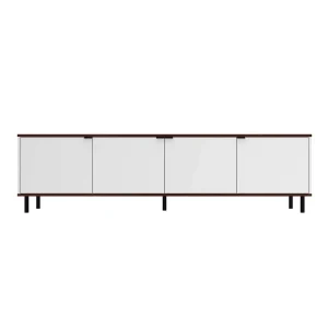 Mosholu 77.04 TV Stand with 4 Shelves in White and Nut Brown - MadeInUSA