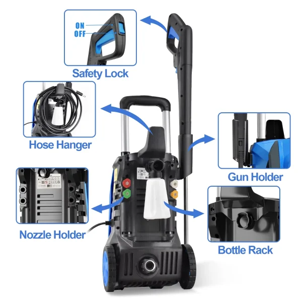 SUGIFT Electric Pressure Washer 14.5-Amp 3300PSI Max 2 GPM Max - MadeInUSA - Image 6