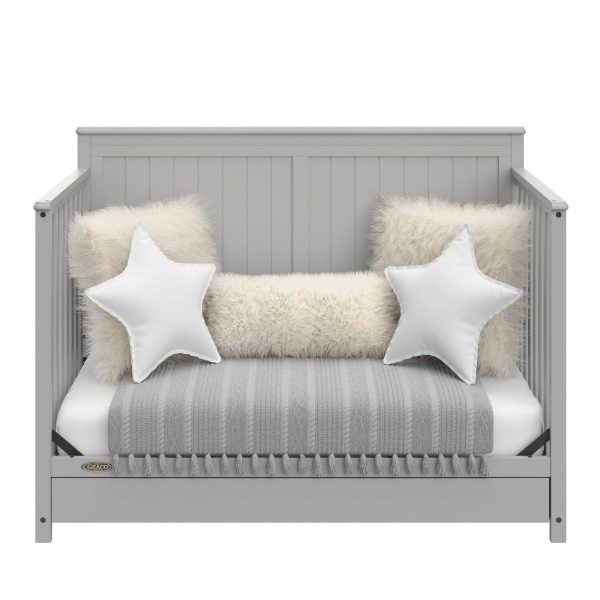 Graco Hadley 4-in-1 Convertible Crib with Drawer - Pebble Gray - MadeInUSA - Image 6