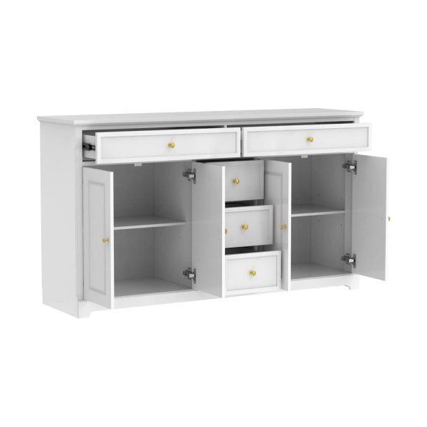 59.1''Sideboard Buffet White Mid-Century Modern Contemporary Lacquered - Black - MadeInUSA - Image 8