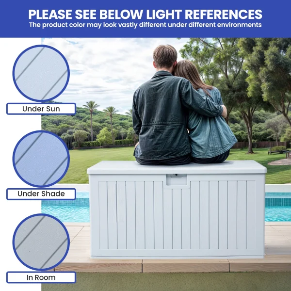 ‎XL Outdoor Storage Patio Box, Capacity 150 Gallons, Storage Patio Deck Box White Aesthetic, Weatherproof - MadeInUSA - Image 7