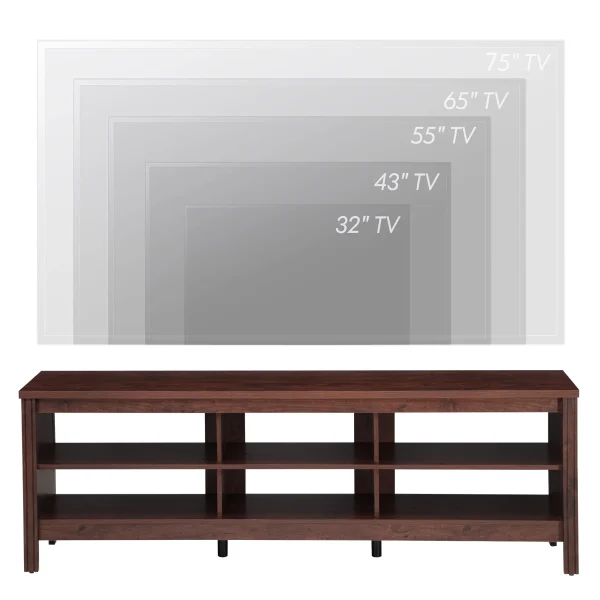 TV Stand for 75 inch TV LED Enetertainment Center Wood Media Console Cabinet,70 inch,Brown - MadeInUSA - Image 5