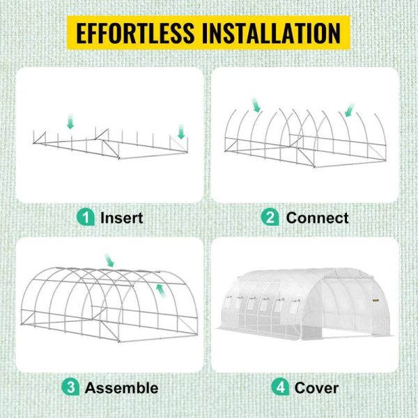 VEVOR Walk-In Greenhouse 10-20' Hot Planter House Gardening Galvanized Frame - 20'x10'x7' - MadeInUSA - Image 7