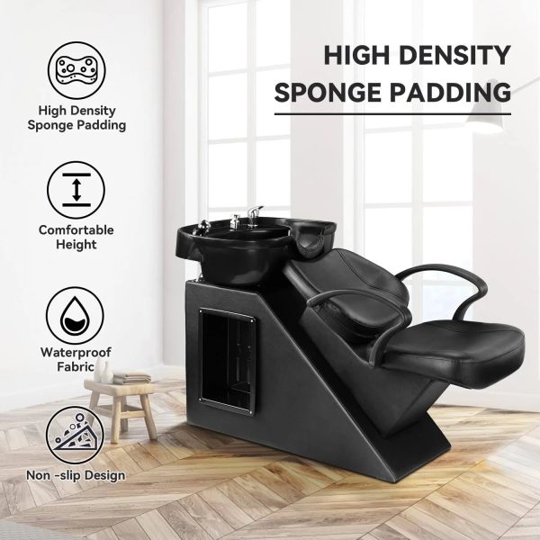 Ainfox Shampoo Barber Backwash Chair ABS Plastic Shampoo Bowl Sink Chair for Spa Beauty Salon (Black) - MadeInUSA - Image 6