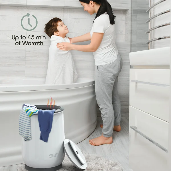 SLF Luxury Towel Warmer, 20L Electric Hot Towel Warmer Bucket, Fits Up to Two 40x70 Oversized Towels, 18.5 x 13 in, White - MadeInUSA - Image 6