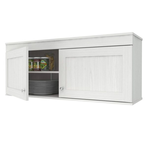 Inval Shaker-Style 4-Piece 95"W Buffet Storage Cabinet System, Washed Oak - MadeInUSA - Image 6