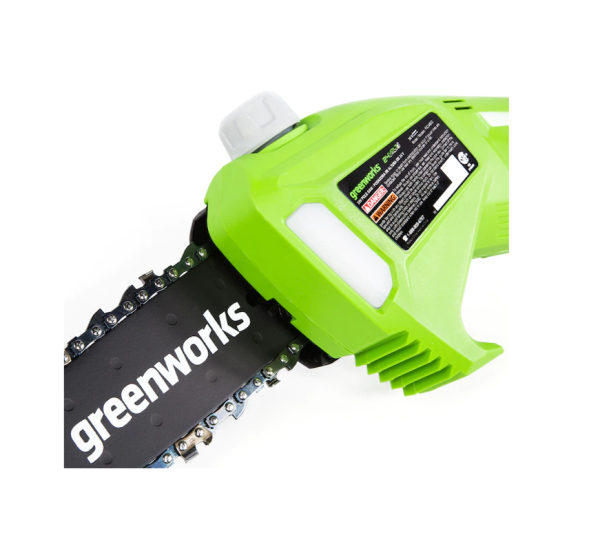 Greenworks PS24B210 24Volt 8in Cordless Electric Pole Saw 2 Ah Battery Charger Included - MadeInUSA - Image 6