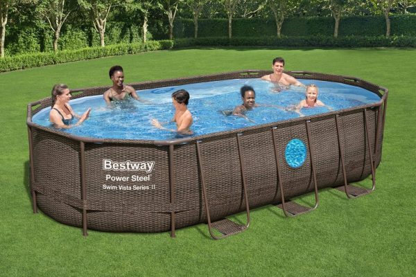 Bestway Power Steel Swim Vista 17ft x 10ft x 42" Oval Pool , - MadeInUSA - Image 4