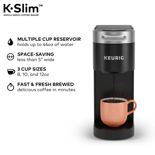 Keurig K- Slim Single Serve K-Cup Pod Coffee Maker, MultiStream Technology, Black - MadeInUSA - Image 4