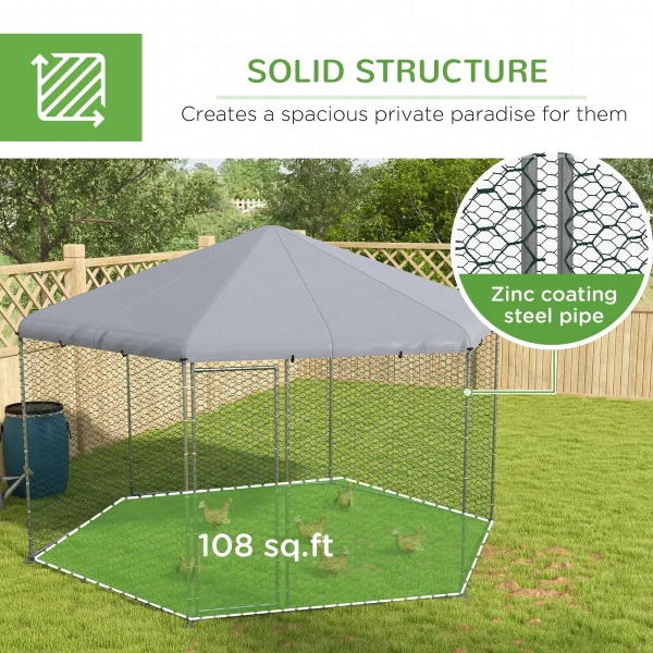 PawHut 13.1 ft x 11.4 ft Chicken Coop for 10-15 Chickens, Ducks, Rabbits - MadeInUSA - Image 5