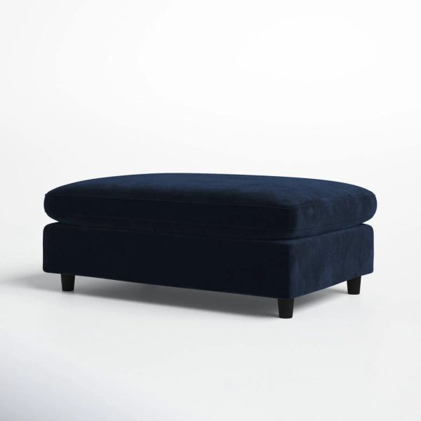 Navy Blue Velvet for the Main Body and 45.3" Wide Rectangular Standard Ottoman Joss in Fleetwood - MadeInUSA - Image 5