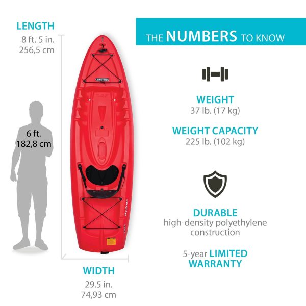 Lifetime Hydros 101 Kayak, Fire Red (91234) - MadeInUSA - Image 7