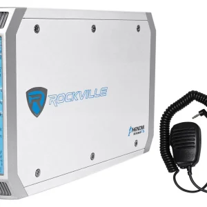 Rockville RXM-F3 1600 Watt Marine/Boat 4 Channel Amplifier Amp+PA Microphone - MadeInUSA