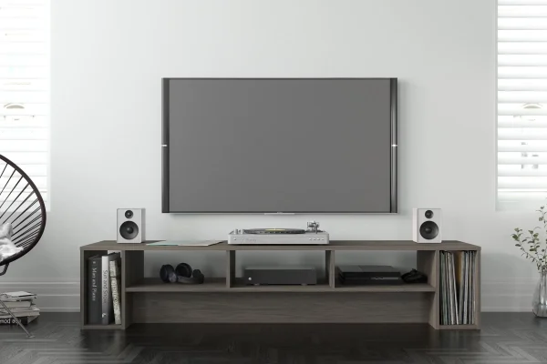 Nexera Rustik TV Stand for TVs up to 80 in., Bark Gray - MadeInUSA - Image 2