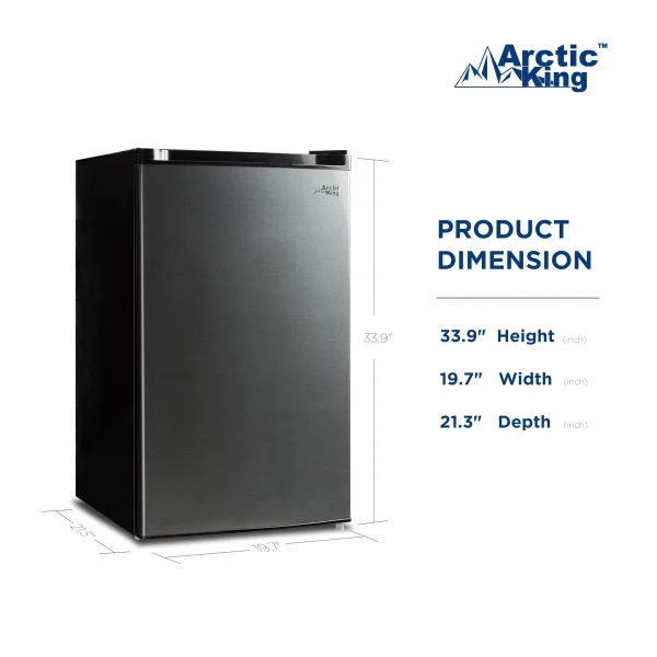 Arctic King 4.4 Cu ft One-Door No Freezer Mini Fridge, Black Stainless Steel Look E-Star, ARM44A5ASL - MadeInUSA - Image 5