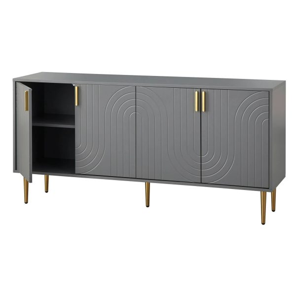 Lifestorey Tabaria Mid-Century Four Door Sideboard/Buffet - Midnight Blue - MadeInUSA - Image 4