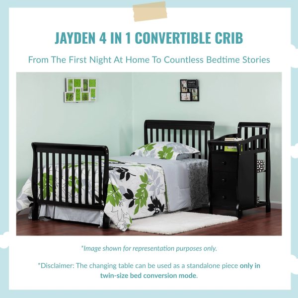 Dream On Me Jayden 4 in 1 Mini Convertible Crib and Changer - Espresso - MadeInUSA - Image 5