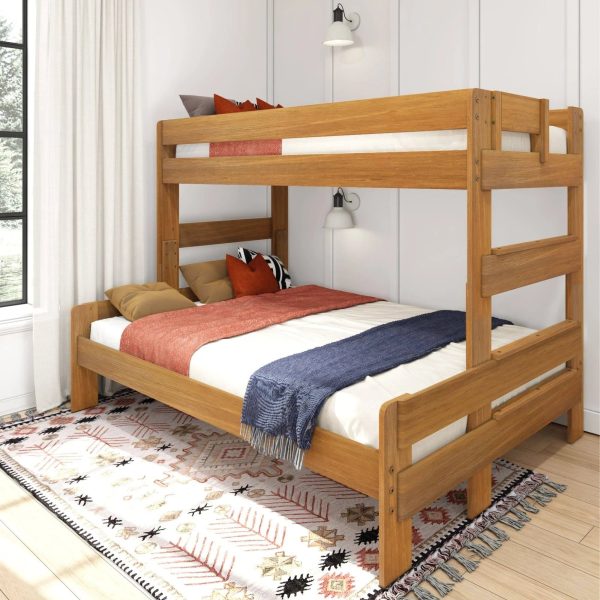 Max and Lily Farmhouse Twin XL Over Queen Bunk Bed - Barnwood Brown - MadeInUSA - Image 5