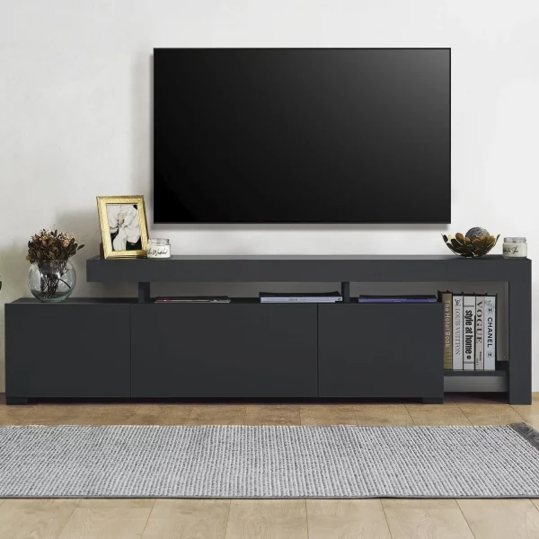 Atelier Mobili | Anthracite Gray Entertainment Center - Modern TV Stand for Up to 85"TVs - MadeInUSA