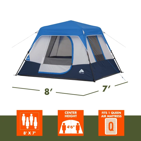 Ozark Trail 4-Person Instant Cabin Tent with LED Lighted Hub - MadeInUSA - Image 7