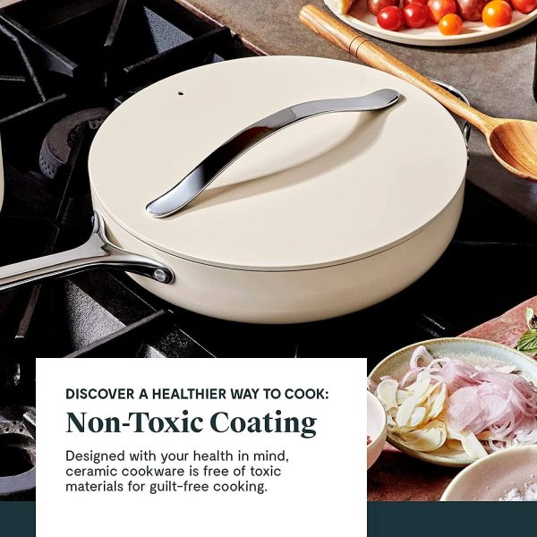 Caraway Nonstick Ceramic Cookware Set (12 Piece) Pots Pans Lids and Kitchen Storage - Non Toxic PTFE & PFOA Free - Oven Safe & Compatible with All - MadeInUSA - Image 2