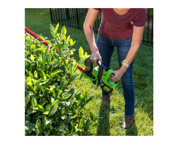 Greenworks HT24B414 24Volt 22in Dual Cordless Electric Hedge Trimmer Battery Charger Included - MadeInUSA - Image 7