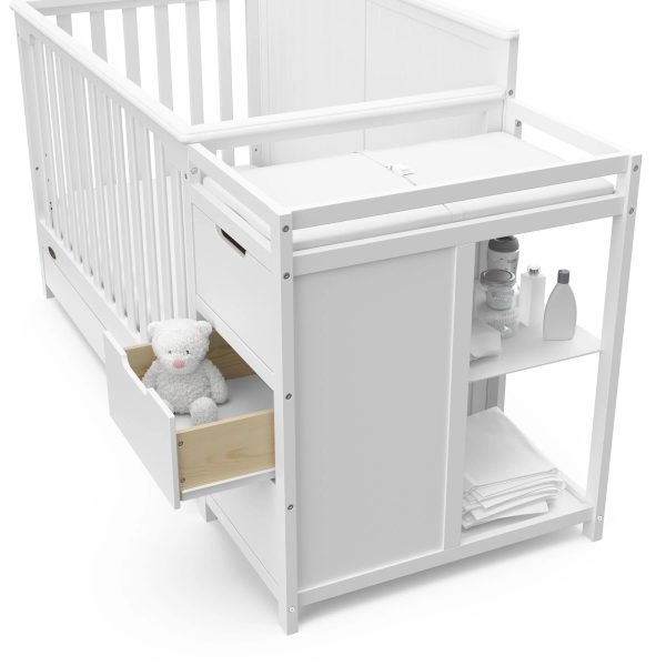 Graco Hadley 4-in-1 Convertible Crib and Changer with Drawer (White) - MadeInUSA - Image 9