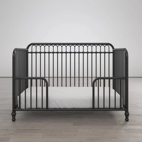Little Seeds Raven Metal 3-in-1 Convertible Nursery Crib, Black - MadeInUSA - Image 9