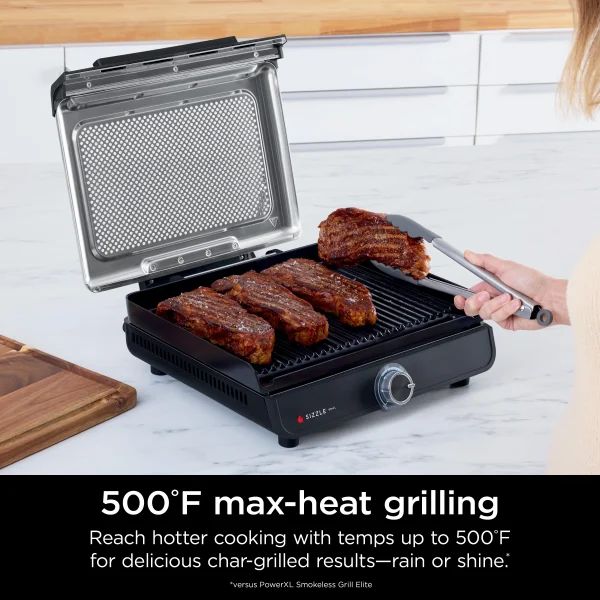 Ninja Sizzle Smokeless Indoor Grill with Nonstick Grill Plate, GR100 - MadeInUSA - Image 3