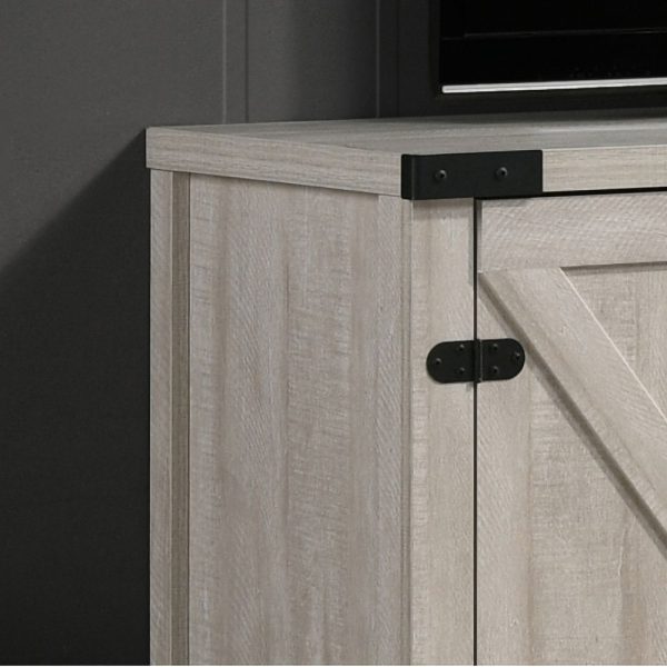 Dusty Gray 58"Wide TV Stand with 2 Open Shelves and 2 Cabinets - MadeInUSA - Image 3