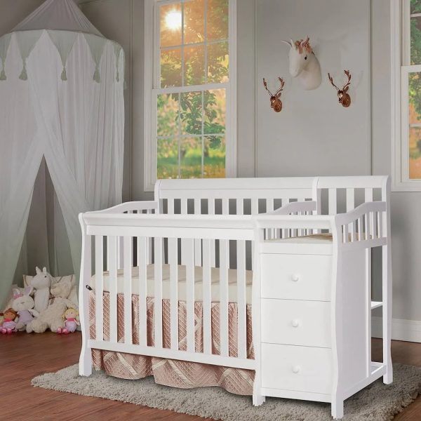 Dream On Me Jayden 4-in-1 Mini Convertible Crib & Changer, White - MadeInUSA - Image 3