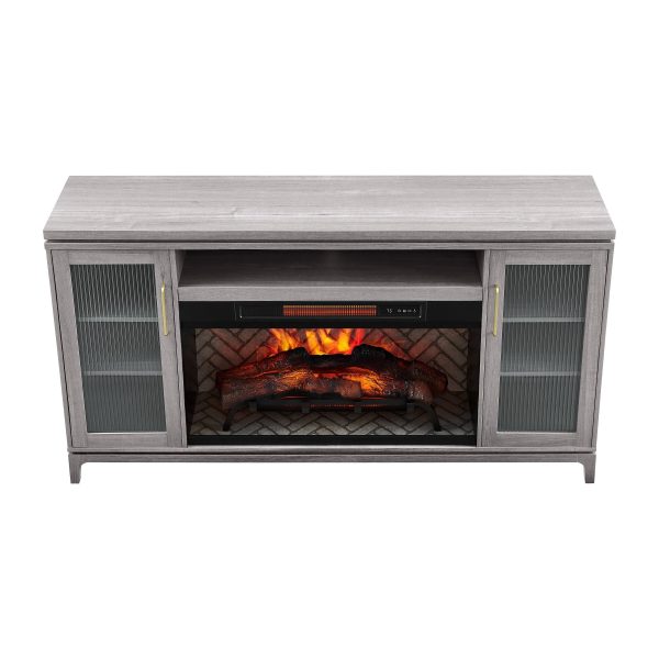 Gray 2265FM-36-331 Allen + Roth 66-inch W Mushroom Oak Infrared Quartz Electric Fireplace - MadeInUSA - Image 9