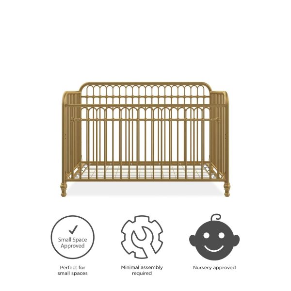 Little Seeds Raven 3-in-1 Convertible Metal Crib, JMPA Certified, Gold - MadeInUSA - Image 11