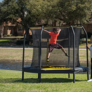 JumpKing 7.5-Foot Trampoline, with Enclosure, Black/Yellow - MadeInUSA