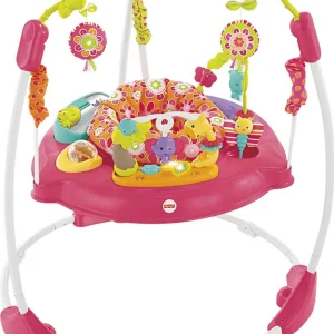 Fisher-Price Baby Bouncer Pink Petals Jumperoo Activity Center with Music and Lights, Unisex - MadeInUSA