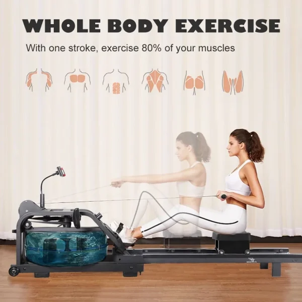 FITPHER Water Resistance Rowing Machine Resistance Metal Dual-Track Healthy Indoor Gym Equipment for Fitness (Irony) - MadeInUSA - Image 4