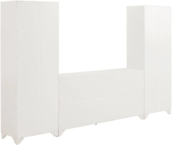 Crosley Furniture Tara 3PC Entertainment Set Distressed White - Sideboard & 2 Pantries - MadeInUSA - Image 7