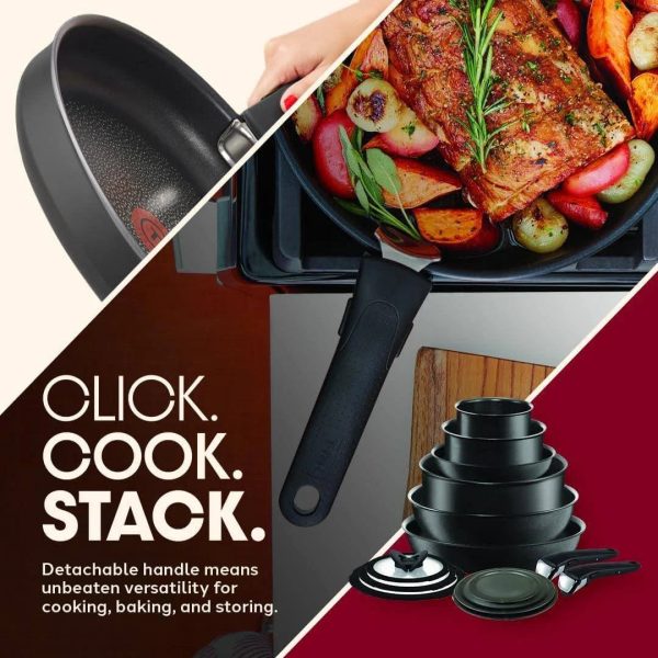 T-Fal Ingenio Expertise Aluminum Nonstick 13-Piece Cookware Set - Black - MadeInUSA - Image 6