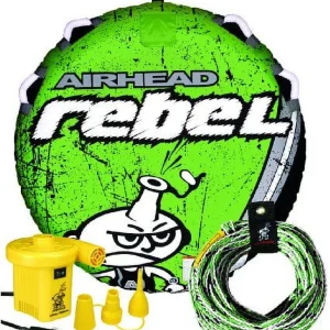 Airhead Rebel Kit | 1 Rider Towable Tube w/Rope & Pump, Multi, One Size (AHRE-12) - MadeInUSA