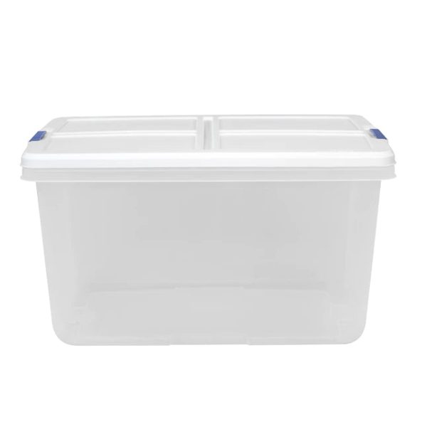 Hefty Medium 16.5Gallon 66Quart Clear Storage Container with White Lid Weatherproof Tote with Latching Lid - MadeInUSA - Image 10