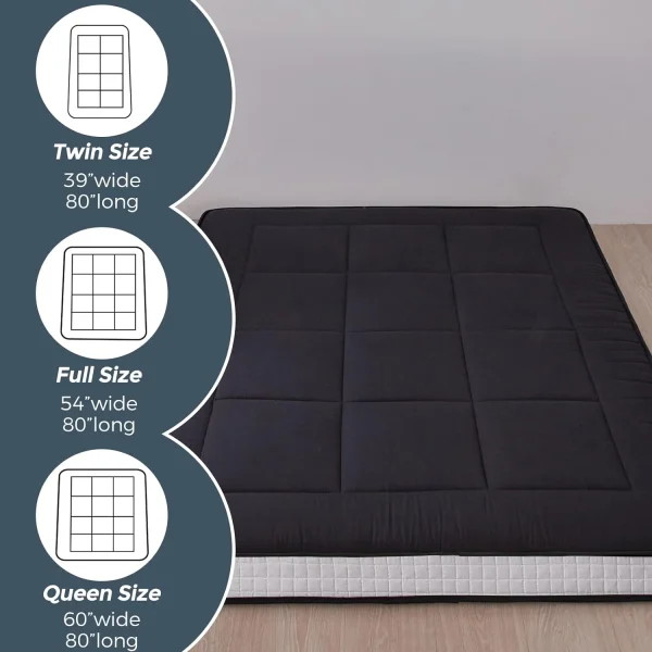 LILIUPENG 6 Extra Thick Floor Futon Mattress, Foldable Mattress Tatami Pad Floor Mattress for Adults Floor Bed Roll Up Mattress Guest Mattress, Black, Twin - MadeInUSA - Image 5