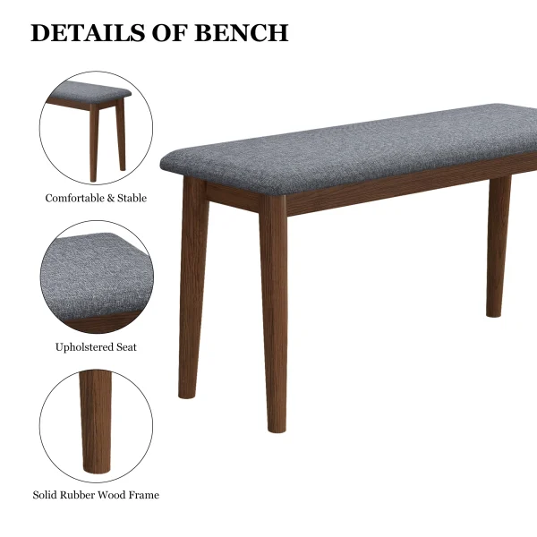 Retro Upholstered Benches Set - 29.54 - Upgrade Dining Space - MadeInUSA - Image 4