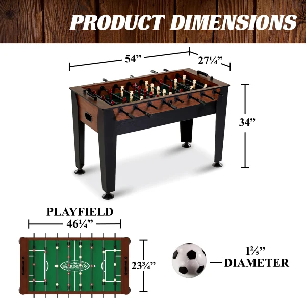 Barrington 54 Furniture Style Foosball Game Table, 54 inch x 27.25 inch x 34 inch - MadeInUSA - Image 9