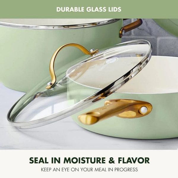 GreenPan Reserve 10-Piece Cookware Set, Sage - MadeInUSA - Image 8