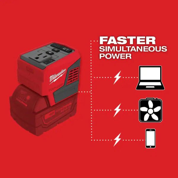 Milwaukee 284650 M18 18Volt 175Watt LithiumIon Powered Compact Inverter with 5.0 Ah Battery - MadeInUSA - Image 3