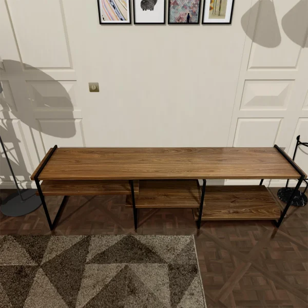Casamudo Modern 3 Compartment TV Stand, Rustic Storage Media Console, Livingroom Furniture with Storage - MadeInUSA - Image 4