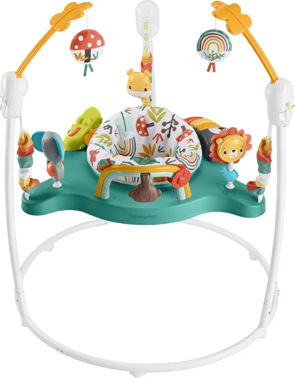 Fisher-Price Baby Bouncer Whimsical Forest Jumperoo Activity Center with Music and Lights - MadeInUSA
