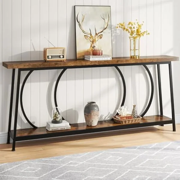 SQHJV 70.9 Inch Console Table with  Extra Long Narrow Console Table Grey Couch Table Behind Sofa Entryway Table Home  TV Stand Hallway Table for Entryway Living Room - MadeInUSA