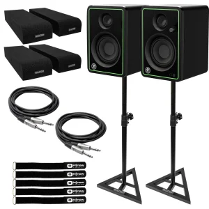 (2) Mackie CR3-XBT 3"Creative Reference Bluetooth Multimedia Monitors with Studio Monitor Stands Package - MadeInUSA