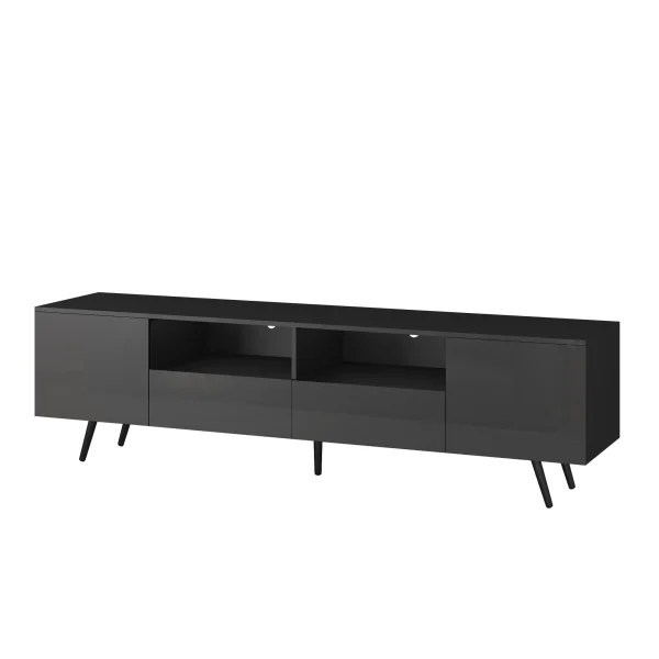 SESSLIFE Entertainment Center with LED Lights, Modern TV Stand for 75 inch TV, TV & Media Furniture with Storage, Media Table for Living Room, Bedroom (Black) - MadeInUSA - Image 4